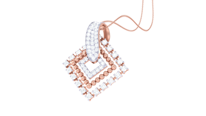 Layered Diamond-Frame Pendant In Gold – 0.51 Ct Round cut