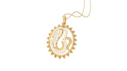 Ornate Circle Pendant In Gold - 0.38 Ct Diamond-Embellished