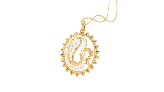 Ornate Circle Pendant In Gold - 0.38 Ct Diamond-Embellished
