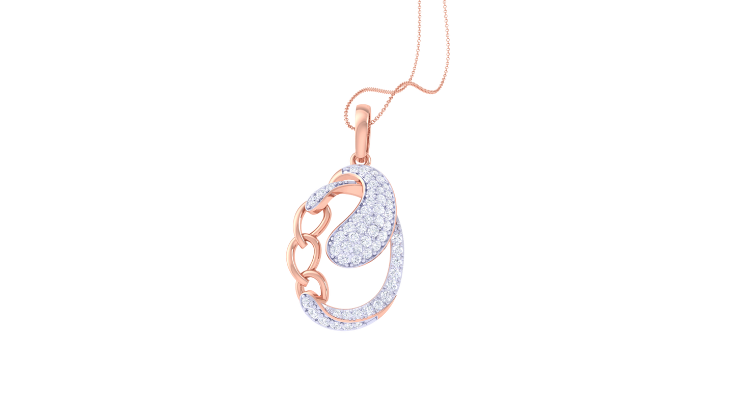Abstract Swirl Teardrop Diamond Pendent  – 0.55 Ct