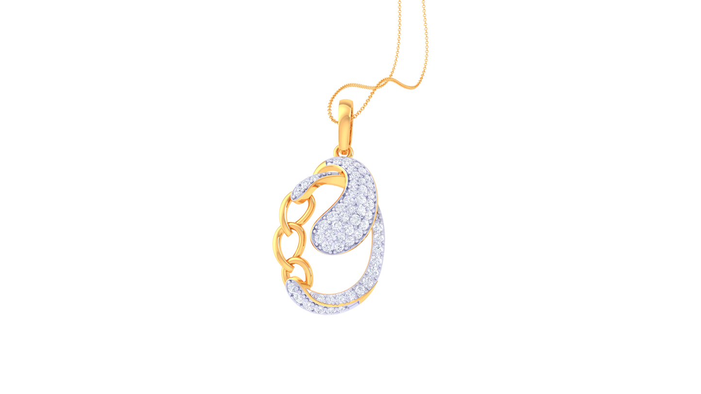 Abstract Swirl Teardrop Diamond Pendent  – 0.55 Ct
