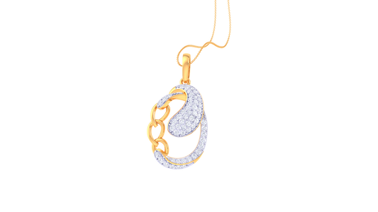 Abstract Swirl Teardrop Diamond Pendent  – 0.55 Ct