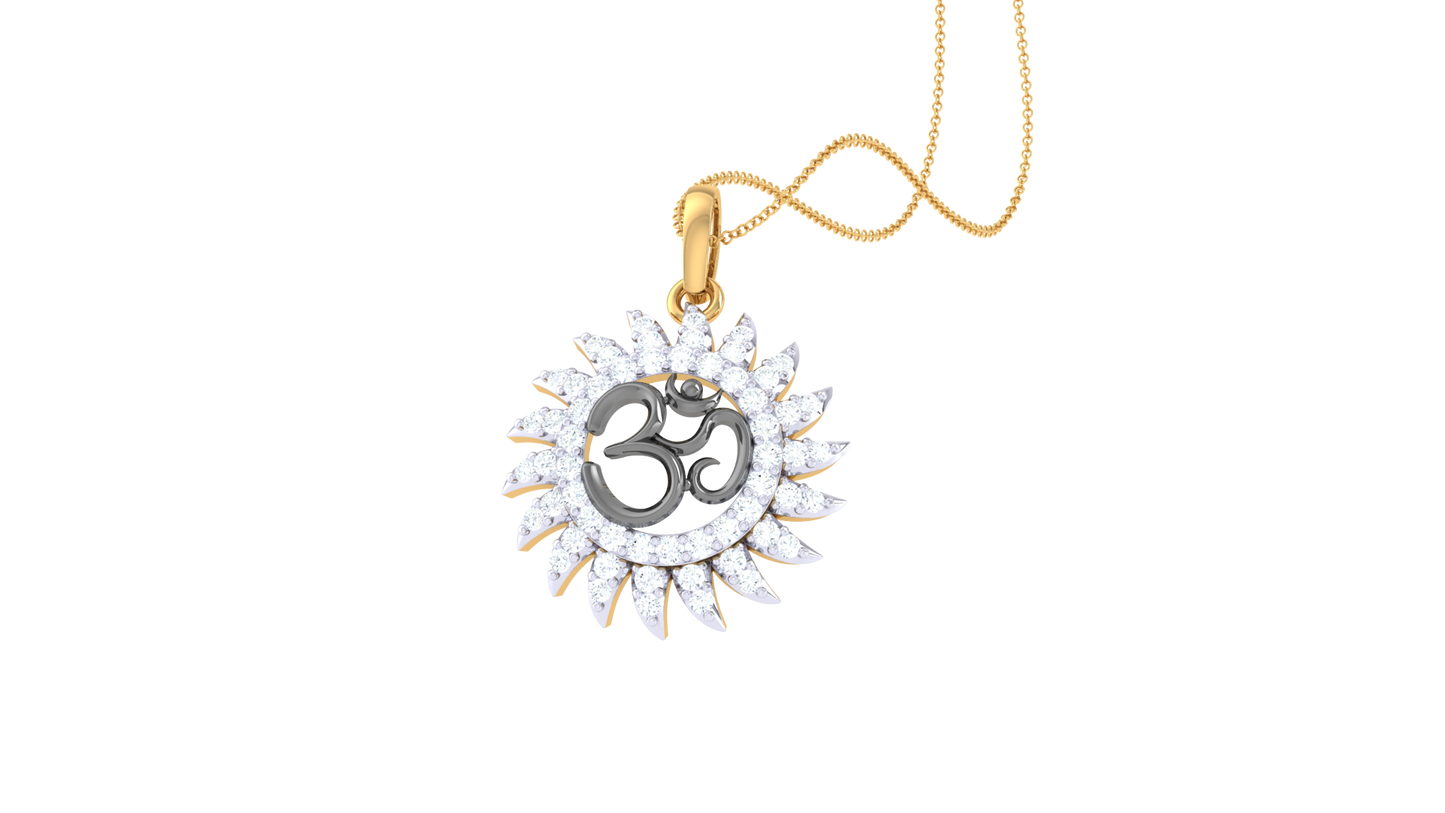 luminos Spark Om Halo Pendant In Gold - 0.29 Ct Marquise Diamonds