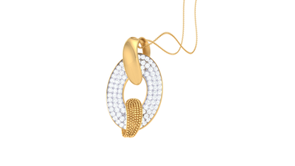 Textured Oval Pendant In Gold – 0.73 Ct Pave Set Diamonds