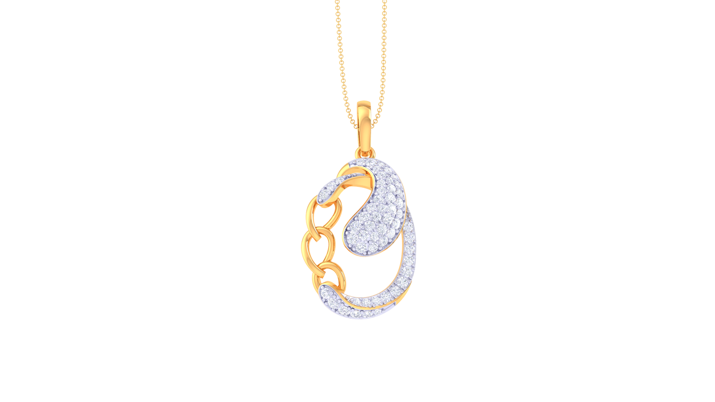 Abstract Swirl Teardrop Diamond Pendent  – 0.55 Ct