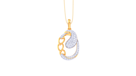 Abstract Swirl Teardrop Diamond Pendent  – 0.55 Ct