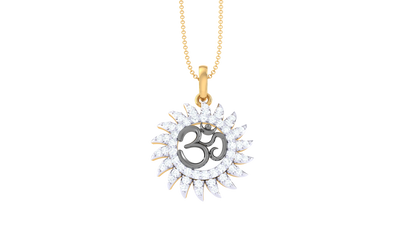 luminos Spark Om Halo Pendant In Gold - 0.29 Ct Marquise Diamonds