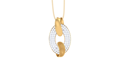 Textured Oval Pendant In Gold – 0.73 Ct Pave Set Diamonds
