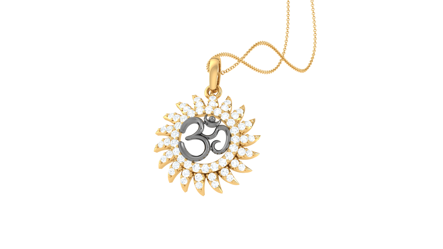 luminos Spark Om Halo Pendant In Gold - 0.29 Ct Marquise Diamonds