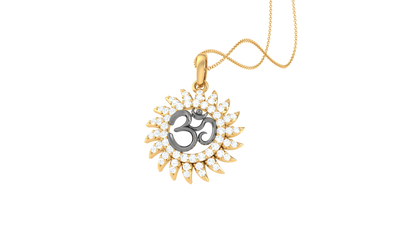 luminos Spark Om Halo Pendant In Gold - 0.29 Ct Marquise Diamonds