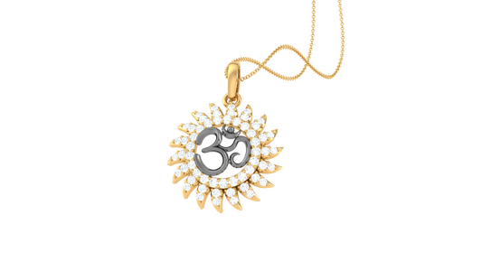luminos Spark Om Halo Pendant In Gold - 0.29 Ct Marquise Diamonds