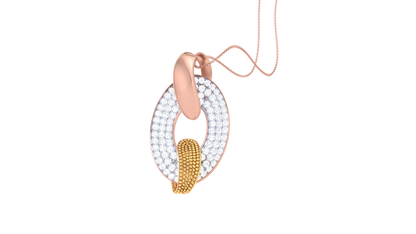 Textured Oval Pendant In Gold – 0.73 Ct Pave Set Diamonds