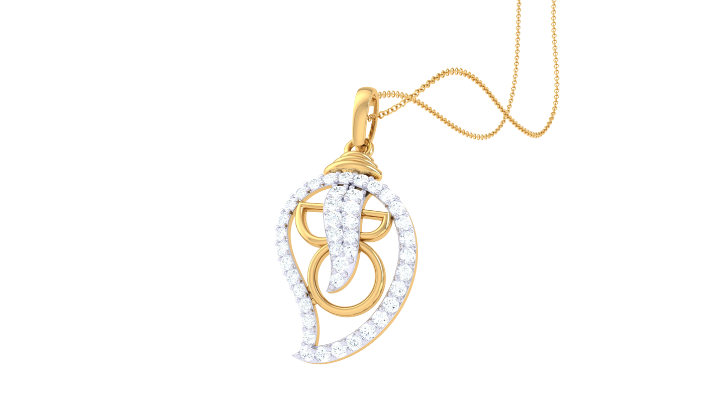 Teardrop SeeShell Gold Pendant - 0.28 Ct Diamond Accents