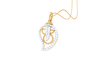 Teardrop SeeShell Gold Pendant - 0.28 Ct Diamond Accents