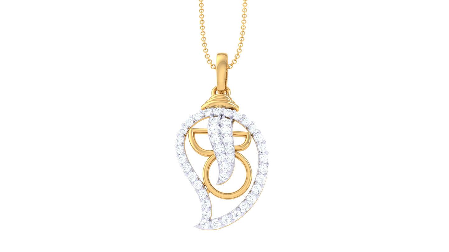 Teardrop SeeShell Gold Pendant - 0.28 Ct Diamond Accents