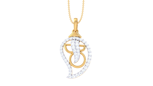 Teardrop SeeShell Gold Pendant - 0.28 Ct Diamond Accents