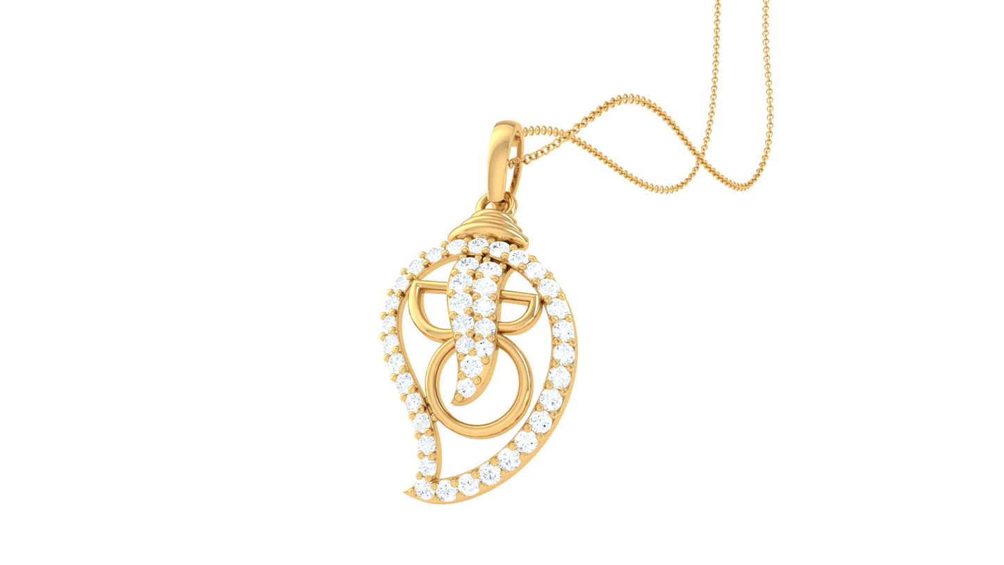 Teardrop SeeShell Gold Pendant - 0.28 Ct Diamond Accents