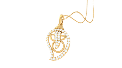 Teardrop SeeShell Gold Pendant - 0.28 Ct Diamond Accents