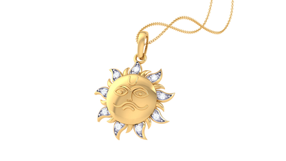 Celestial Majesty Sun Pendant In Gold - 0.03 Ct Diamond Accents