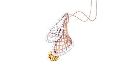 Woven Bell Pendent In Gold - 0.38 Ct Pave Set Diamonds