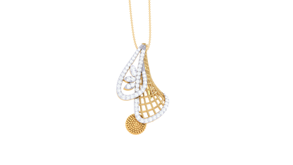 Woven Bell Pendent In Gold - 0.38 Ct Pave Set Diamonds