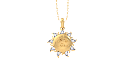 Celestial Majesty Sun Pendant In Gold - 0.03 Ct Diamond Accents