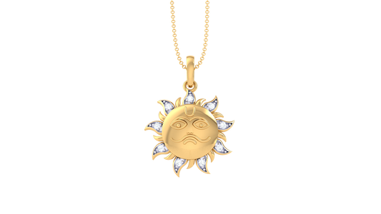 Celestial Majesty Sun Pendant In Gold - 0.03 Ct Diamond Accents