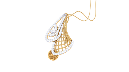 Woven Bell Pendent In Gold - 0.38 Ct Pave Set Diamonds
