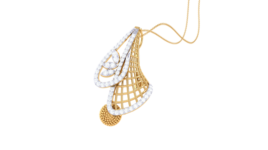 Woven Bell Pendent In Gold - 0.38 Ct Pave Set Diamonds