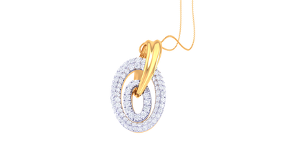 0.94 Ct - Double Ovel Gold and Diamond Pendent