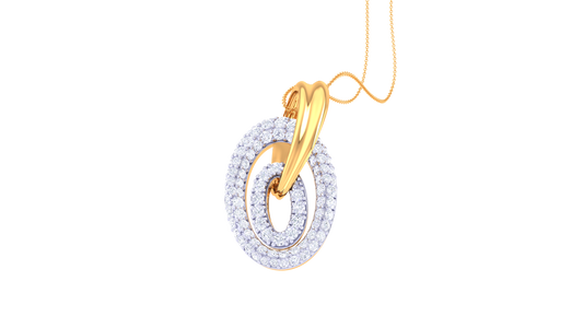 0.94 Ct - Double Ovel Gold and Diamond Pendent
