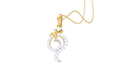 Floral Whisper Om Pendant In Gold – 0.14 Ct Diamonds
