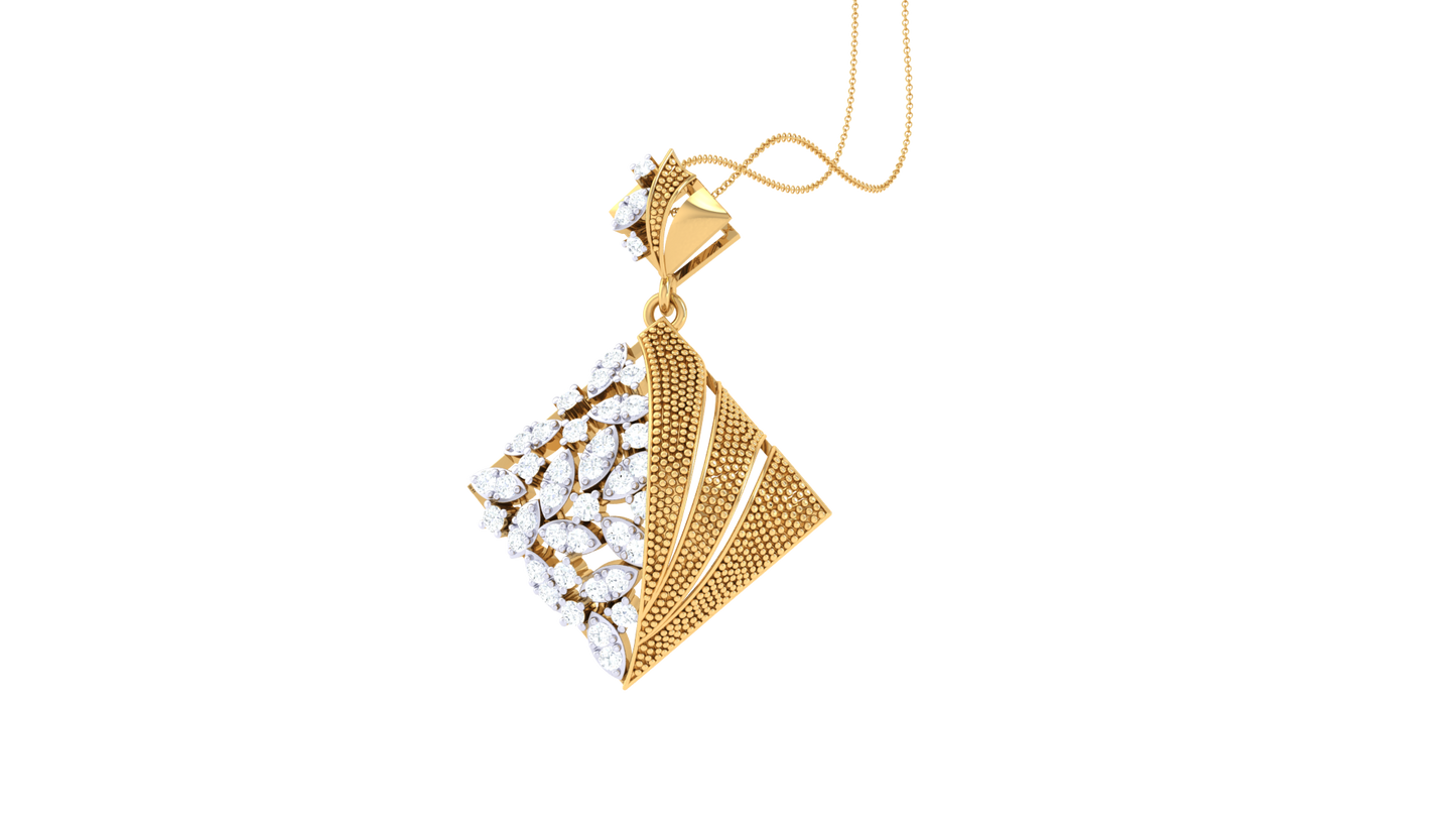 Split-Texture Pendant In Gold – 0.33 Ct Marquis Cut Diamonds