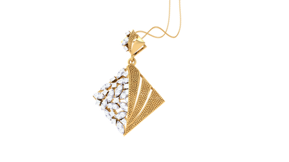 Split-Texture Pendant In Gold – 0.33 Ct Marquis Cut Diamonds