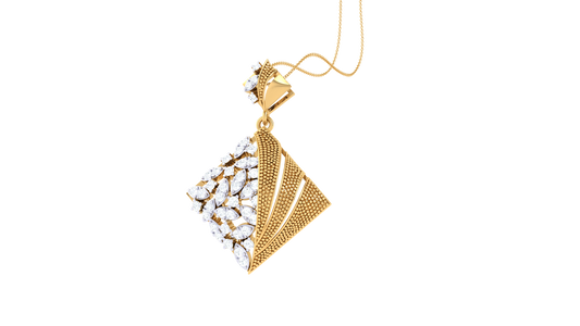 Split-Texture Pendant In Gold – 0.33 Ct Marquis Cut Diamonds