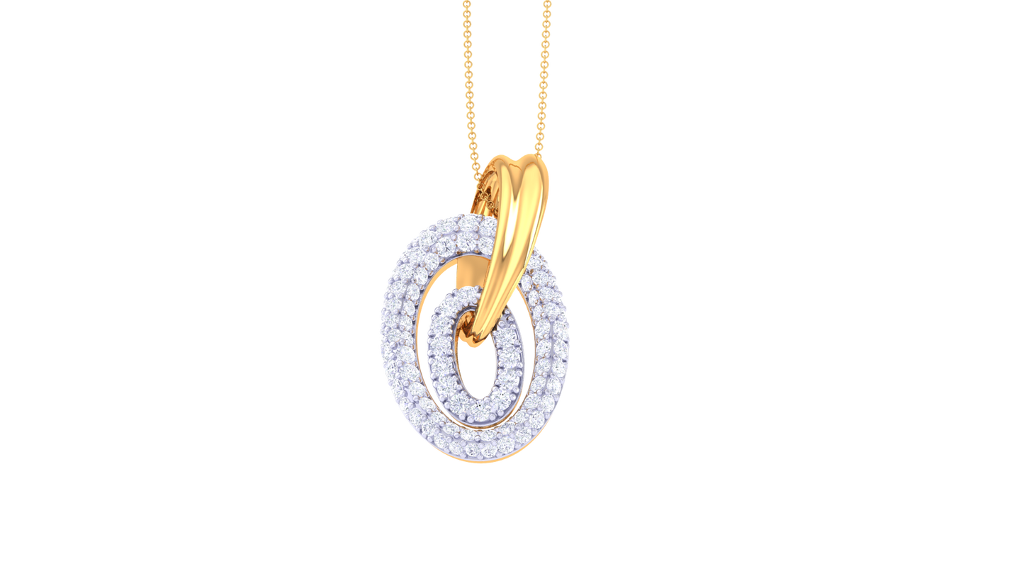 0.94 Ct - Double Ovel Gold and Diamond Pendent