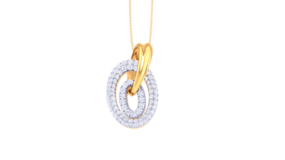 0.94 Ct - Double Ovel Gold and Diamond Pendent