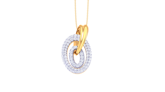 0.94 Ct - Double Ovel Gold and Diamond Pendent