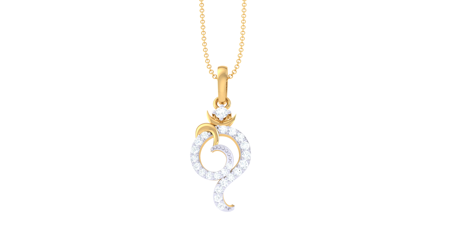 Floral Whisper Om Pendant In Gold – 0.14 Ct Diamonds