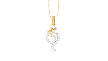 Floral Whisper Om Pendant In Gold – 0.14 Ct Diamonds
