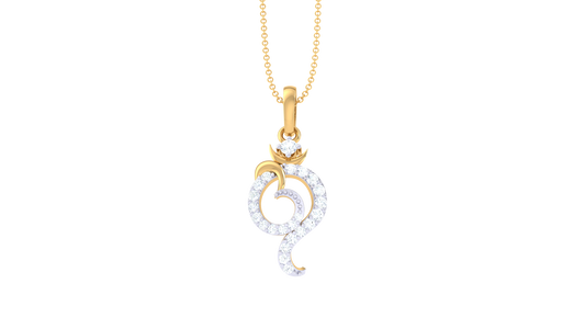 Floral Whisper Om Pendant In Gold – 0.14 Ct Diamonds