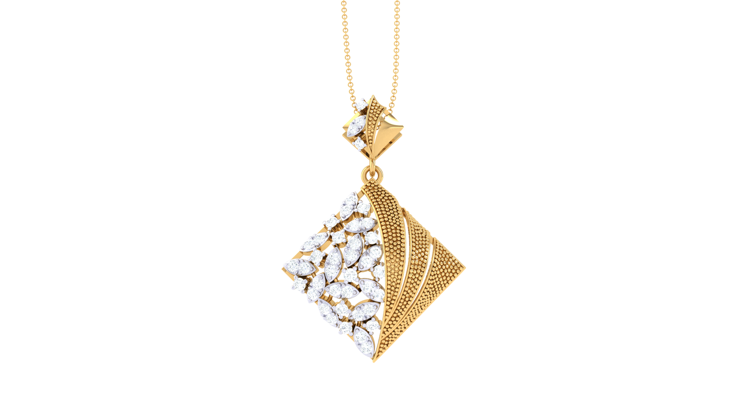 Split-Texture Pendant In Gold – 0.33 Ct Marquis Cut Diamonds