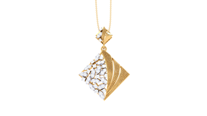 Split-Texture Pendant In Gold – 0.33 Ct Marquis Cut Diamonds