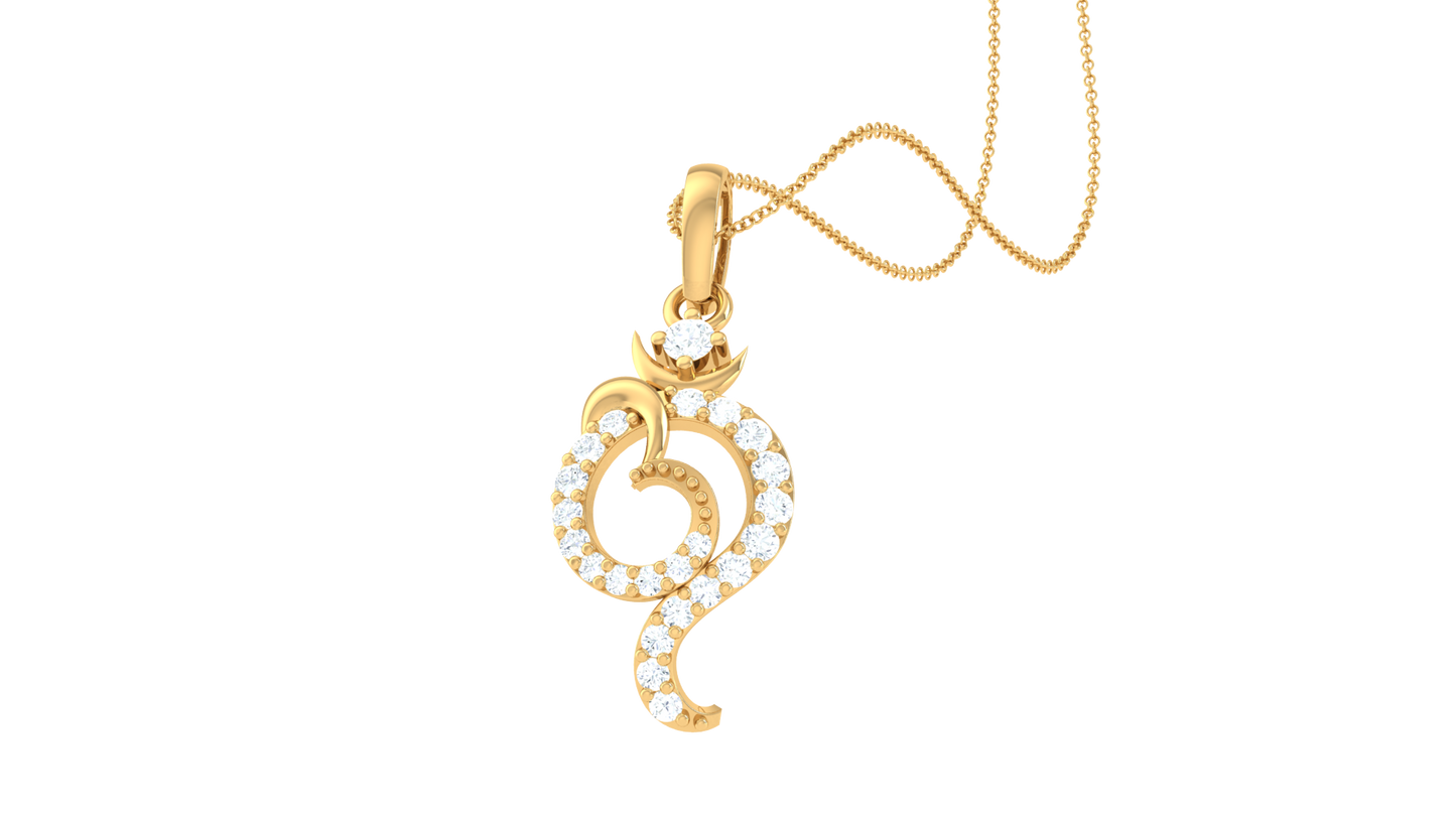 Floral Whisper Om Pendant In Gold – 0.14 Ct Diamonds