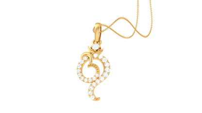 Floral Whisper Om Pendant In Gold – 0.14 Ct Diamonds