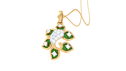 Verdant Bloom Pendant In Luminous Gold – 0.11 Ct Diamonds