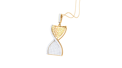 Twisted Pavé Hourglass Pendant In Gold – 0.78 Ct Diamonds