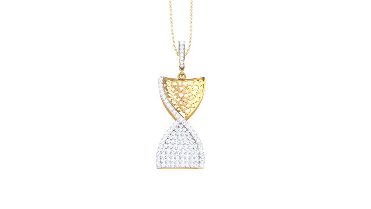 Twisted Pavé Hourglass Pendant In Gold – 0.78 Ct Diamonds