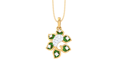 Verdant Bloom Pendant In Luminous Gold – 0.11 Ct Diamonds