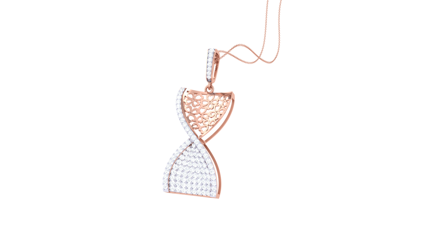Twisted Pavé Hourglass Pendant In Gold – 0.78 Ct Diamonds